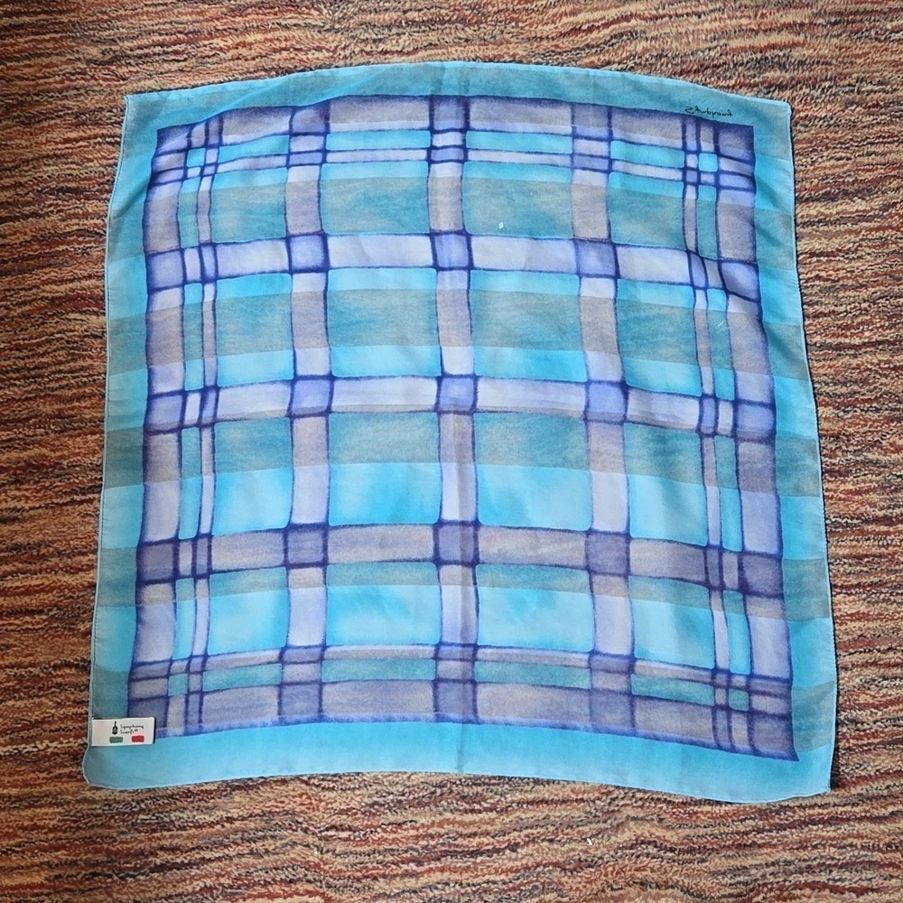 Symphony Blue and Turquoise Square Scarf 22 x 22 inches